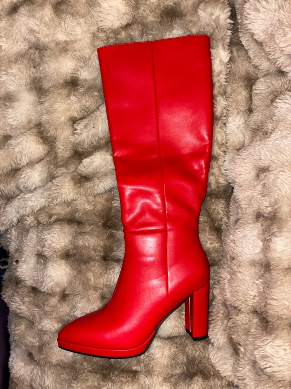 🆕 Red High Shaft Block Heel Women's Boots size 9